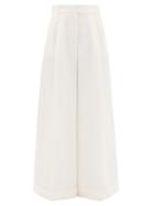 Alexandre Vauthier - Pleated-front Wide-leg Crepe Trousers - Womens - Ivory