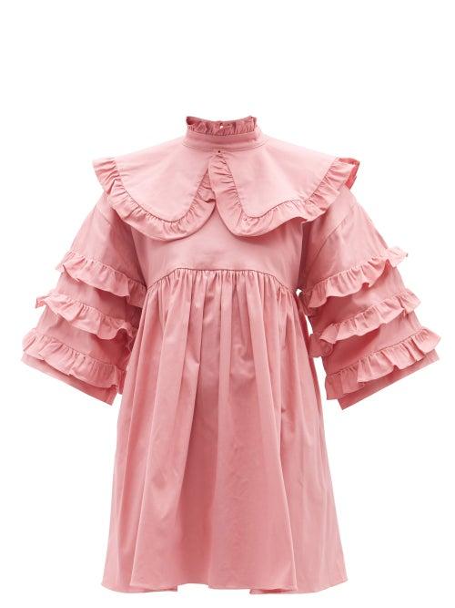 Kika Vargas - Dorothea Ruffled Cotton-blend Dress - Womens - Light Pink