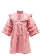 Kika Vargas - Dorothea Ruffled Cotton-blend Dress - Womens - Light Pink