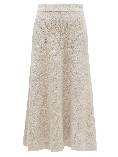 Matchesfashion.com Gabriela Hearst - Pablo Boucl Knit Midi Skirt - Womens - Beige