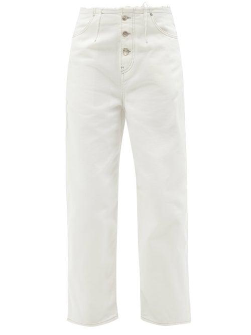 Ladies Rtw Mm6 Maison Margiela - Raw-edge Straight-leg Jeans - Womens - Ivory
