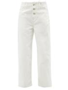 Ladies Rtw Mm6 Maison Margiela - Raw-edge Straight-leg Jeans - Womens - Ivory
