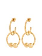 Jw Anderson Double-sphere Gold-plated Hoop-drop Earrings