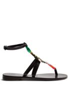Matchesfashion.com Lvaro - Ariana Feather Embellished Sandals - Womens - Black Multi