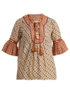 Matchesfashion.com Talitha - Priya Graphic Print Cotton And Silk Blend Top - Womens - Orange Multi