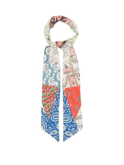 Etro - Patchwork Paisley-print Silk-twill Scarf - Womens - White Multi