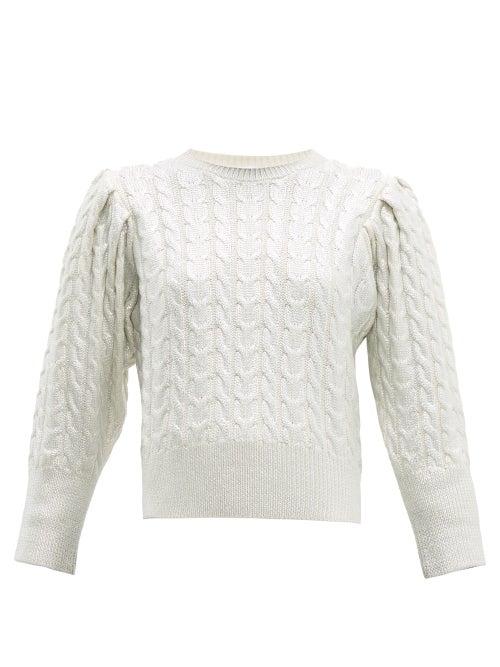 Matchesfashion.com Msgm - Metallic Wool Blend Cable Knit Sweater - Womens - Silver
