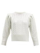 Matchesfashion.com Msgm - Metallic Wool Blend Cable Knit Sweater - Womens - Silver