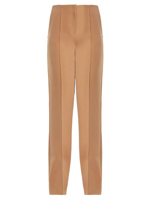Matchesfashion.com Diane Von Furstenberg - High Rise Straight Leg Crepe Trousers - Womens - Camel