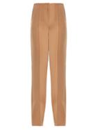 Matchesfashion.com Diane Von Furstenberg - High Rise Straight Leg Crepe Trousers - Womens - Camel
