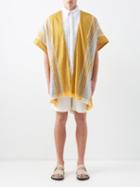 Thorsun - Embroidered Fringed Cotton Shawl - Mens - Yellow