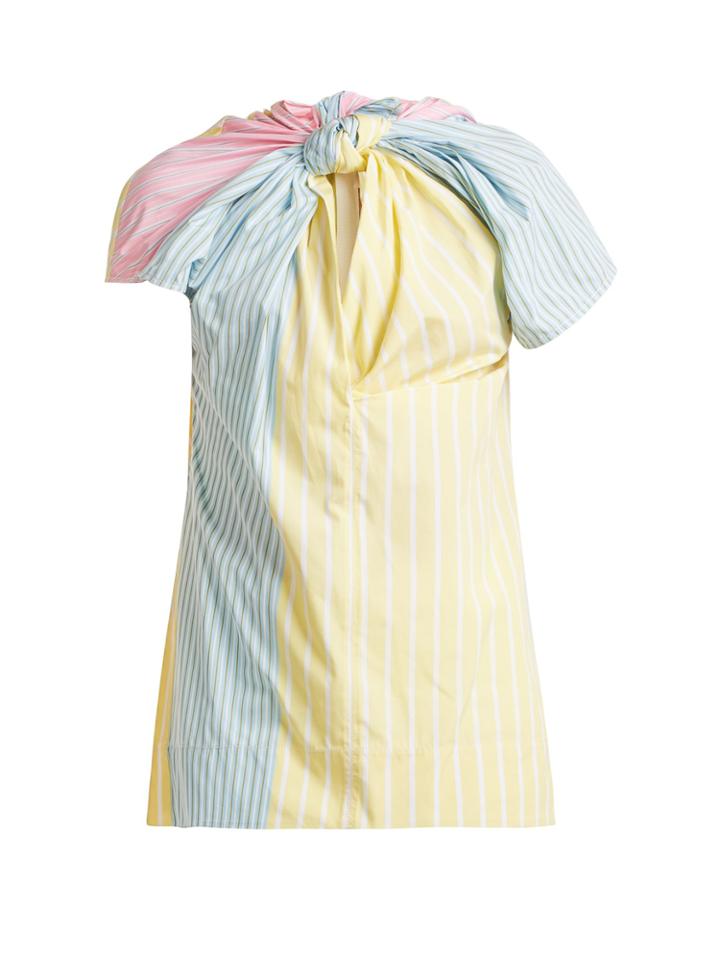 Marni Panelled Twist-front Striped Cotton Top