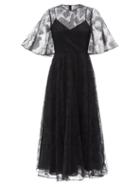 Valentino - Butterfly-lace Flared Midi Dress - Womens - Black