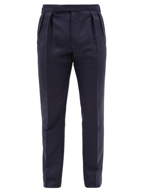 Ralph Lauren Purple Label - Gregory Pleated Silk Trousers - Mens - Navy
