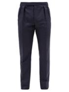 Ralph Lauren Purple Label - Gregory Pleated Silk Trousers - Mens - Navy