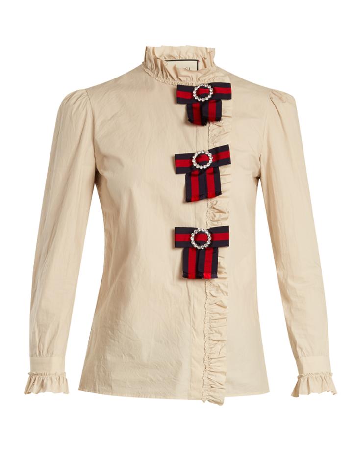 Gucci Bow-detail Stretch-cotton Blouse