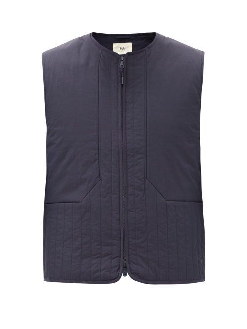 Matchesfashion.com Folk - Wadded Junction Padded-shell Gilet - Mens - Navy
