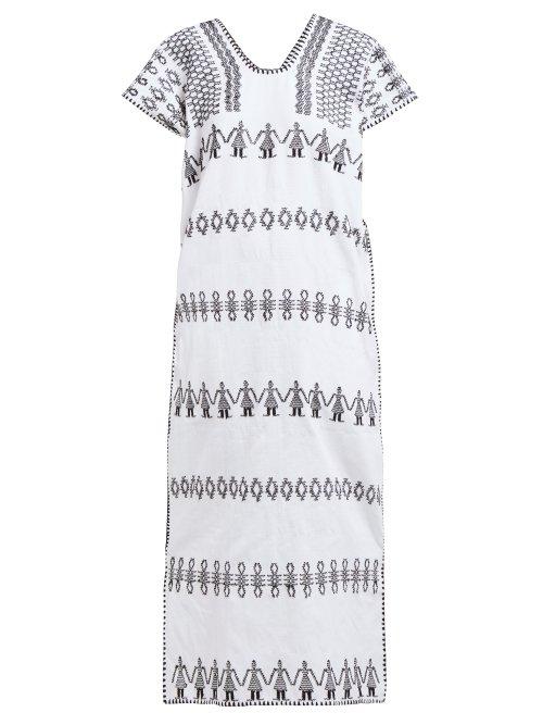Matchesfashion.com Pippa Holt - No.141 Embroidered Maxi Cotton Kaftan - Womens - White Black