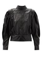 Matchesfashion.com Isabel Marant - Lars Balloon-sleeve Leather Blouse - Womens - Black