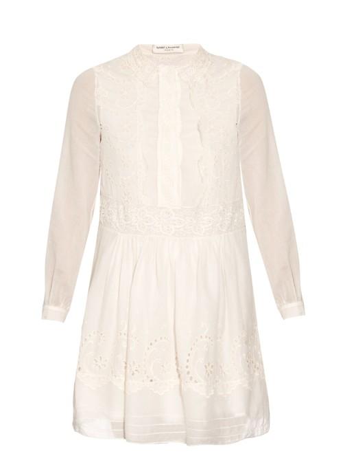 Saint Laurent Folk Broderie-anglaise Dress