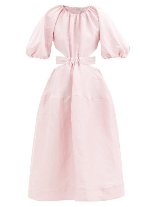 Matchesfashion.com Aje - Mimosa Open-back Linen-blend Dress - Womens - Light Pink