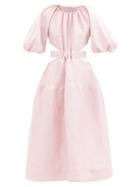 Matchesfashion.com Aje - Mimosa Open-back Linen-blend Dress - Womens - Light Pink