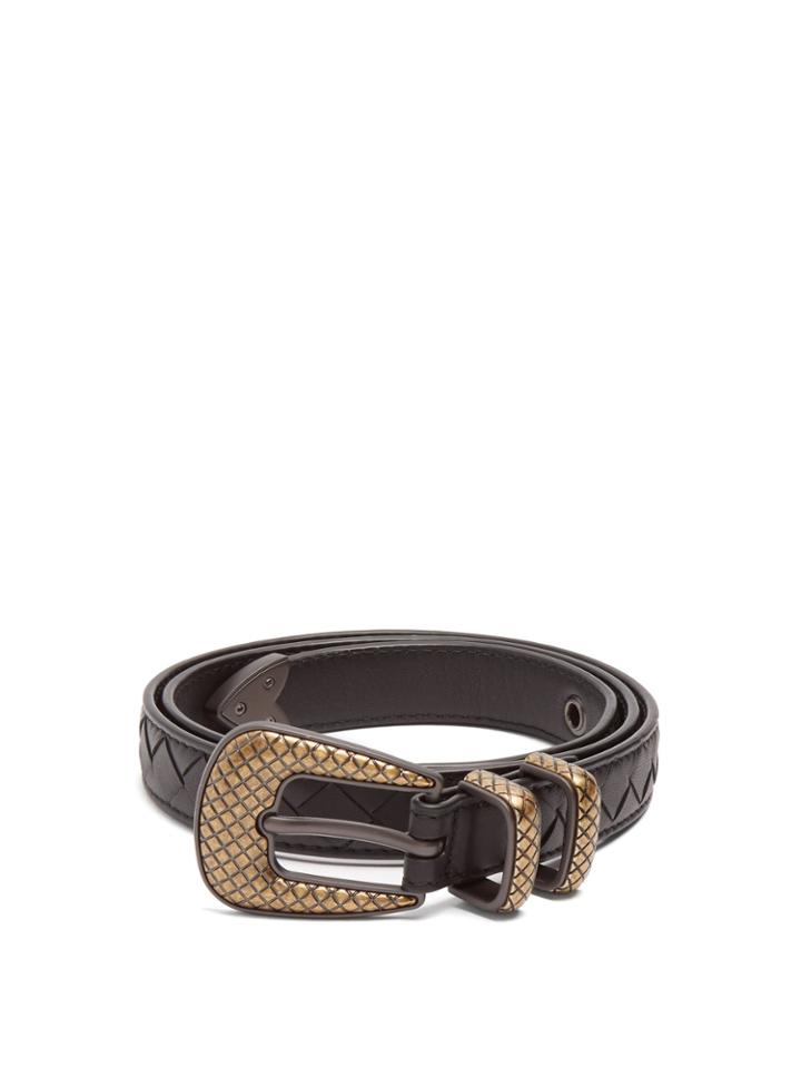 Bottega Veneta Intrecciato Skinny Leather Belt