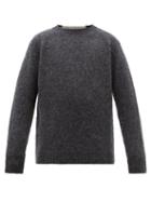 Matchesfashion.com Loewe - Logo Embroidered Panelled Wool Sweater - Mens - Grey