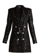 Matchesfashion.com Balmain - Double Breasted Sequinned Blazer Dress - Womens - Black