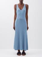 Gabriela Hearst - Lane Belted Rib-knitted Dress - Womens - Light Blue