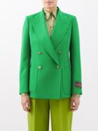 Gucci - Double-breasted Twill Jacket - Womens - Green