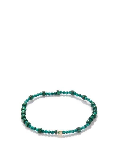 Luis Morais - Palm Tree 14kt Gold & Malachite Beaded Bracelet - Mens - Green