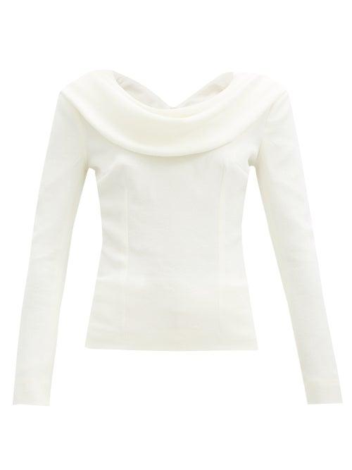 Matchesfashion.com Emilia Wickstead - Corinna Scoop-neck Cloqu Top - Womens - Ivory