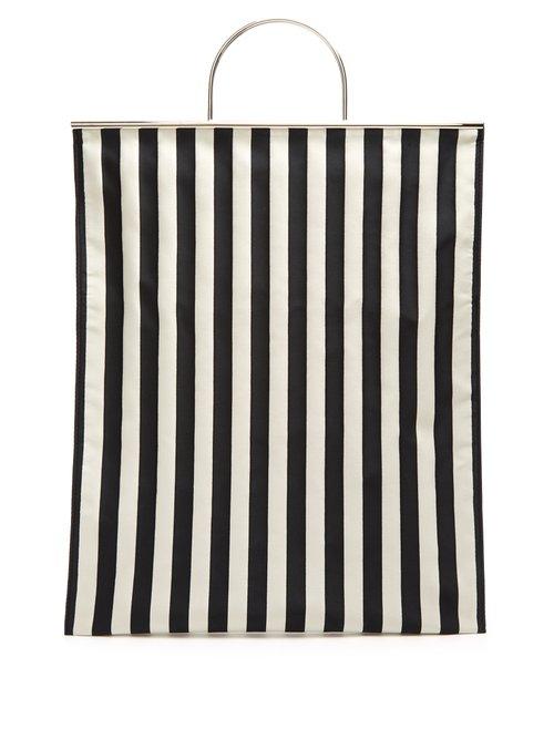 Matchesfashion.com Marques'almeida - Striped Satin Tote Bag - Womens - Black White