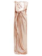 Matchesfashion.com Roland Mouret - Silvabella Gathered Silk Blend Lam Gown - Womens - Rose Gold