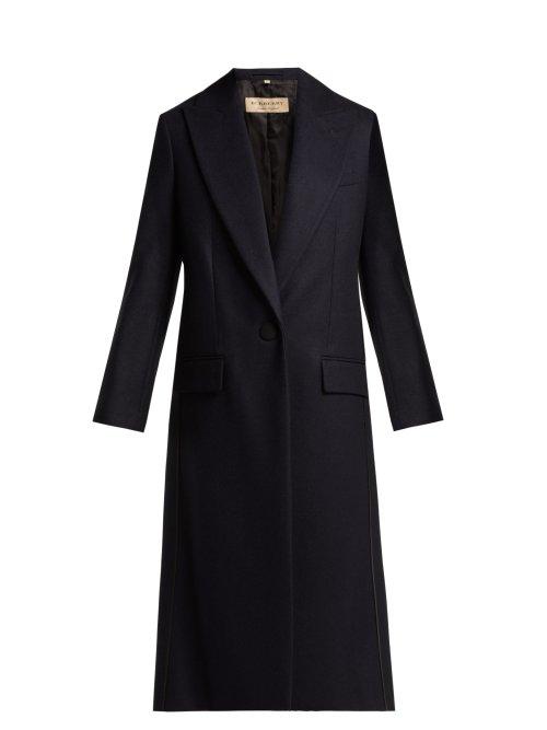 Matchesfashion.com Burberry - Landrake Single Breasted Cashmere Coat - Womens - Blue