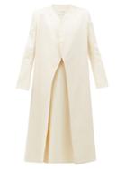 Matchesfashion.com The Row - Marion Curved-front Cotton-ottoman Coat - Womens - Ivory