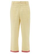 Mens Rtw Harago - Striped-pocket Linen Cropped Trousers - Mens - Multi