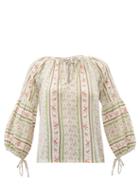Matchesfashion.com D'ascoli - Devon Floral Print Cotton Blouse - Womens - Pink