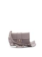 Matchesfashion.com Valentino - Rockstud Ruffle Strap Cross Body Leather Bag - Womens - Light Grey