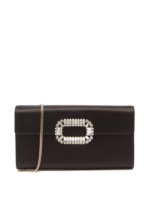Matchesfashion.com Roger Vivier - Sexy Choc Crystal-buckle Satin Cross-body Bag - Womens - Black