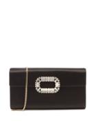 Matchesfashion.com Roger Vivier - Sexy Choc Crystal-buckle Satin Cross-body Bag - Womens - Black