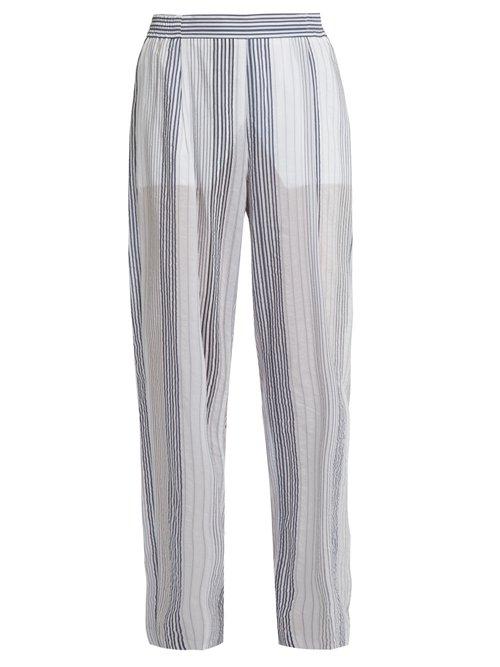 Matchesfashion.com Stella Mccartney - High Rise Wide Leg Striped Trousers - Womens - White Multi