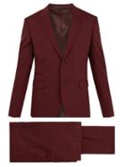 Matchesfashion.com Valentino - Notch Lapel Gingham Wool Blend Suit - Mens - Red