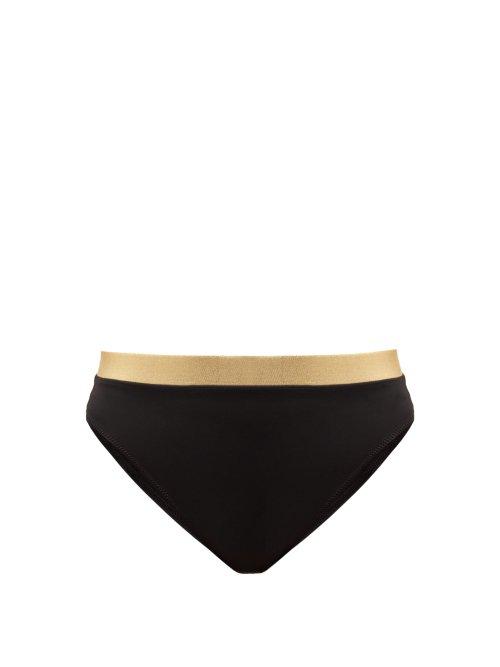 Matchesfashion.com Solid & Striped - The Bella High Rise Bikini Briefs - Womens - Black Gold