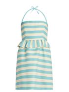Redvalentino Striped Halterneck Cotton-blend Twill Mini Dress