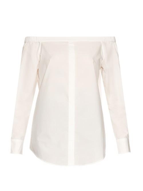 Equipment Gretchen Off-the-shoulder Cotton-poplin Top