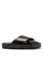 Mens Shoes Jil Sander - Padded-strap Leather Slides - Mens - Black