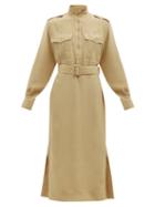 Matchesfashion.com Zimmermann - Utility Topstitched-twill Midi Dress - Womens - Khaki