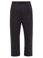 Matchesfashion.com Deveaux - Wyatt Pleated Cropped Satin Back Crepe Trousers - Mens - Navy